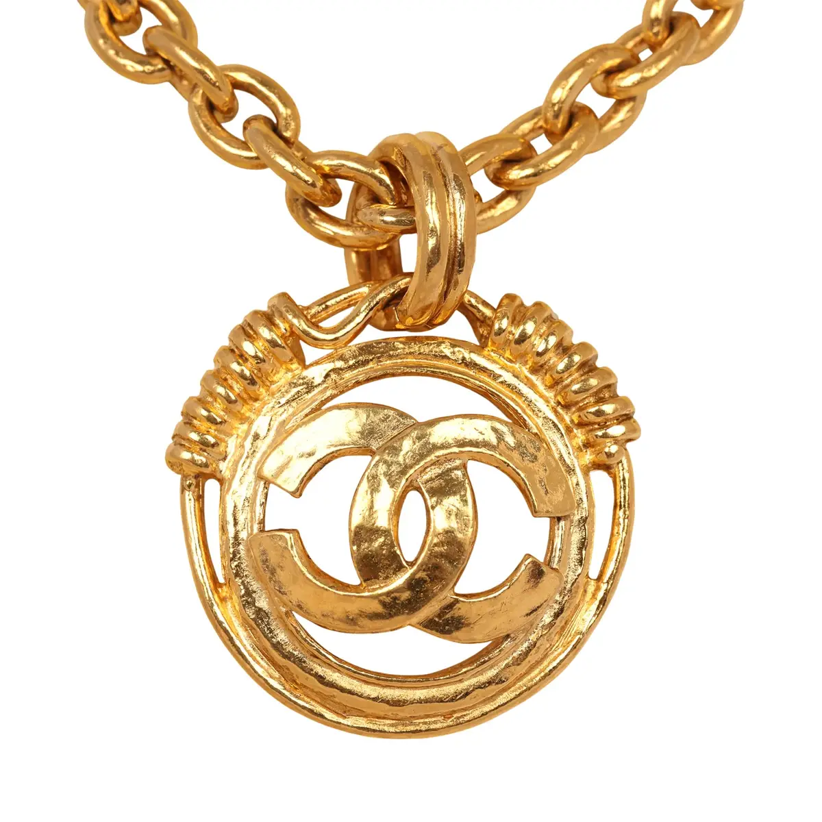 Chanel Vintage Chanel CC Medallion Chunky Chain Pendant Necklace Gold Plated Hardware | Thumbnail 3