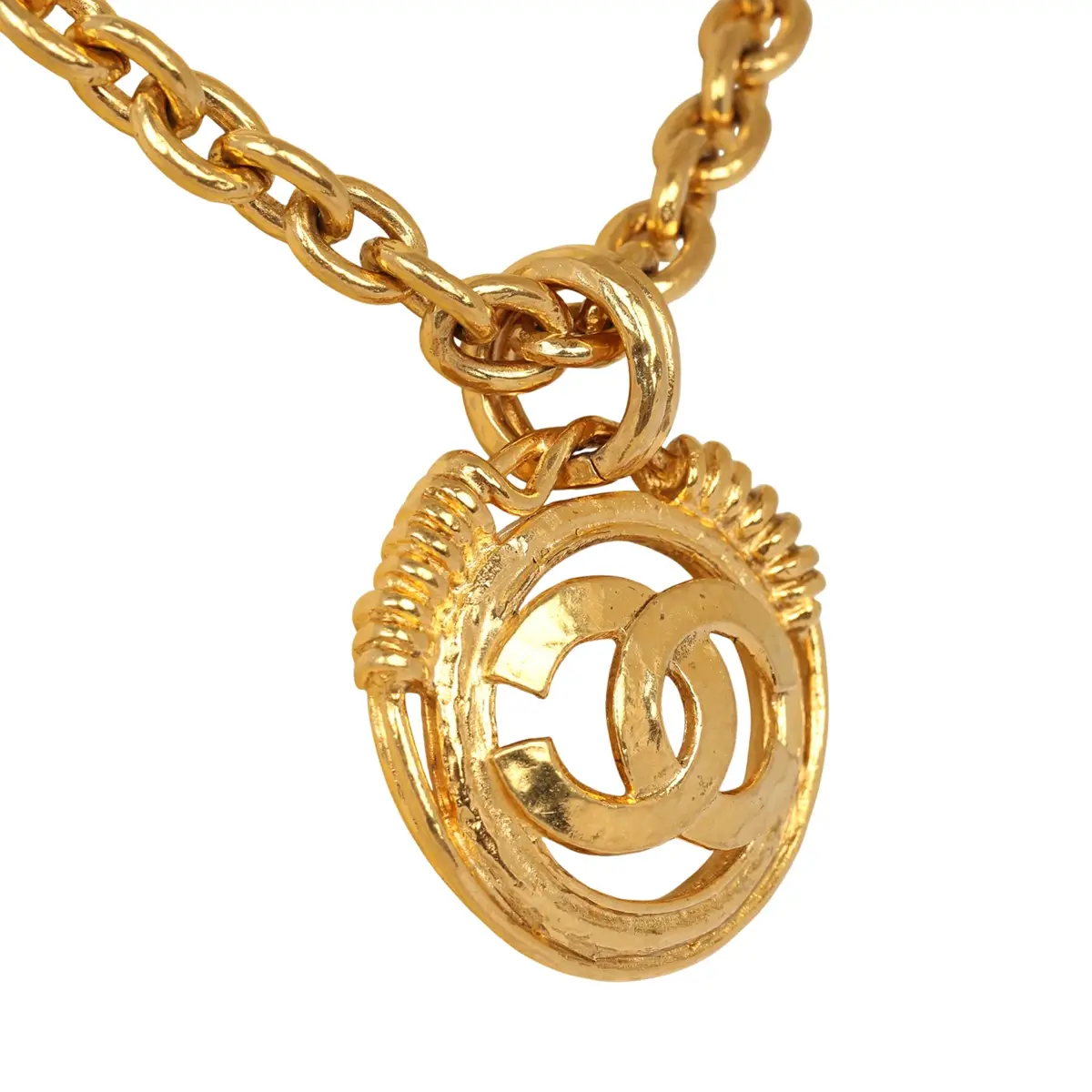 Chanel Vintage Chanel CC Medallion Chunky Chain Pendant Necklace Gold Plated Hardware | Thumbnail 4