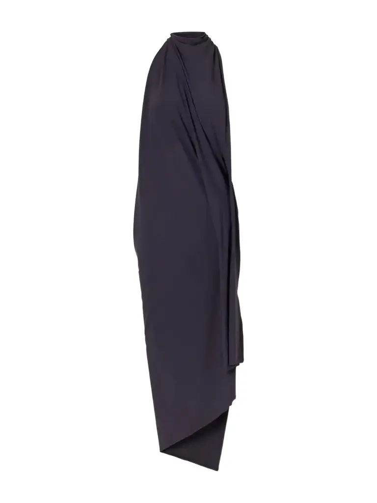 Asymmetric Draped Jersey Maxi Dress