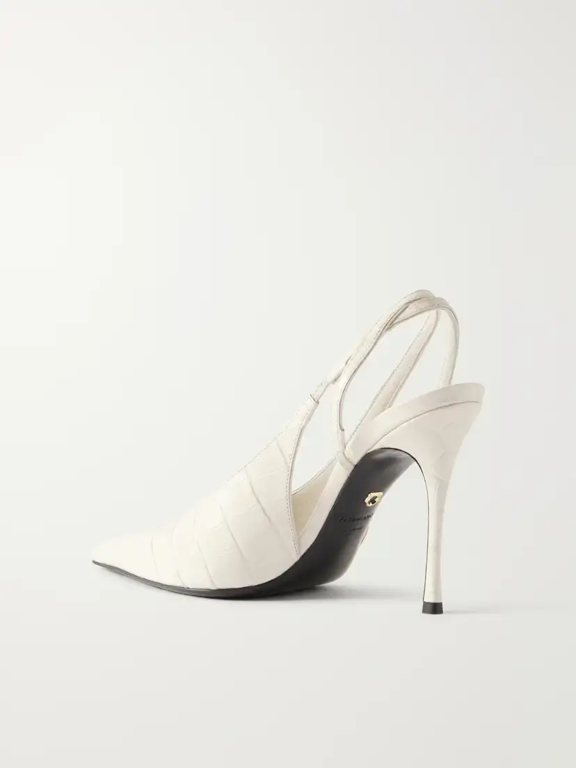 Ferragamo Cressy 95 Croc-effect Patent-leather Slingback Pumps | Thumbnail 3 Ferragamo Cressy 95 Croc-effect Patent-leather Slingback Pumps | Thumbnail 3