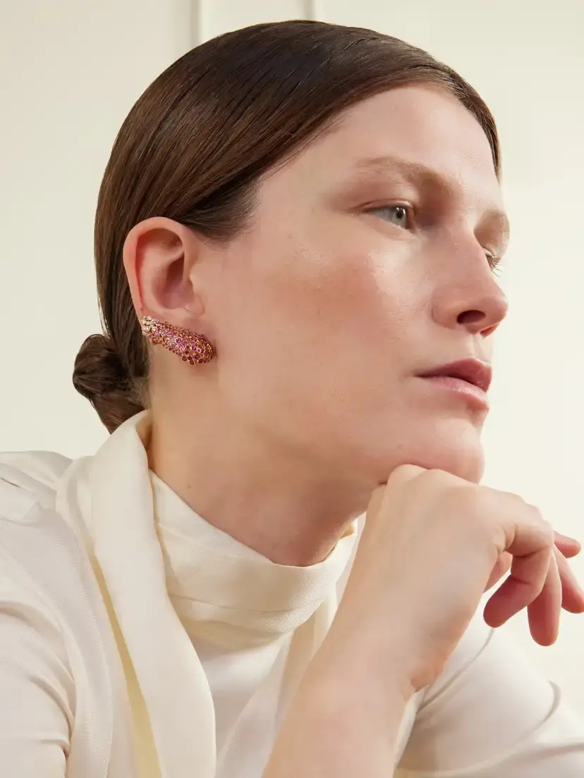 Ananya Chakra Icon 18-karat Rose Gold Diamond And Sapphire Earrings - Pink | Thumbnail 2 Ananya Chakra Icon 18-karat Rose Gold Diamond And Sapphire Earrings - Pink | Thumbnail 2