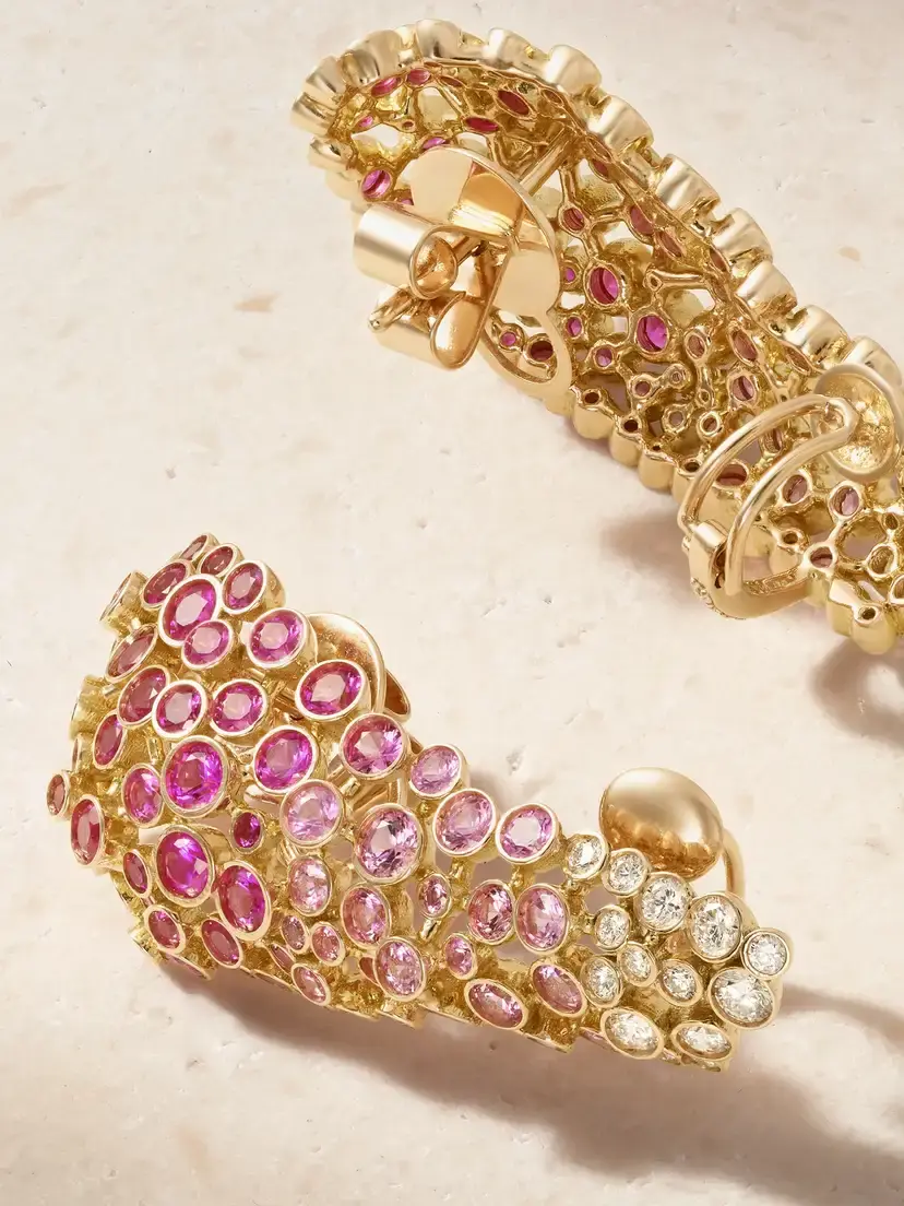 Ananya Chakra Icon 18-karat Rose Gold Diamond And Sapphire Earrings - Pink | Thumbnail 3 Ananya Chakra Icon 18-karat Rose Gold Diamond And Sapphire Earrings - Pink | Thumbnail 3
