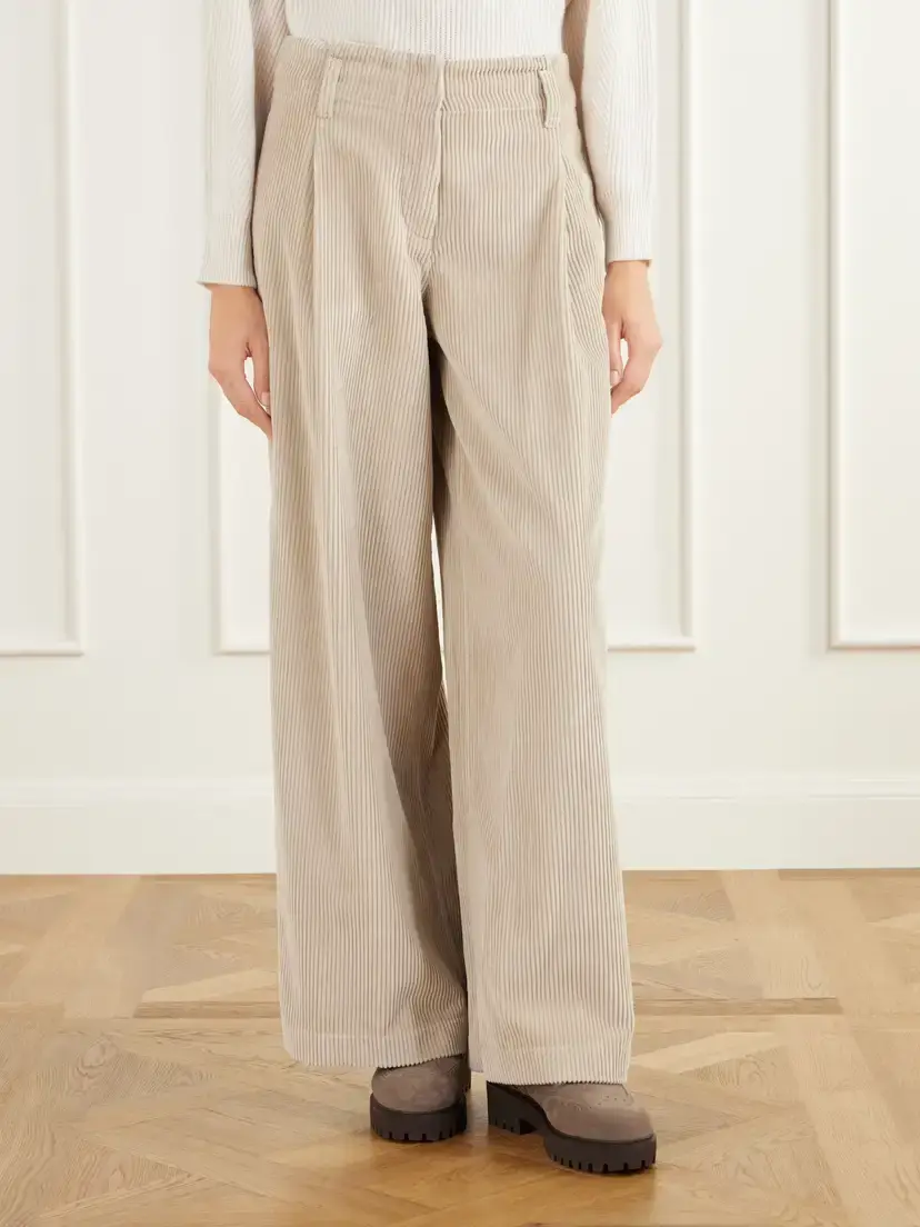 Brunello Cucinelli Cotton-corduroy High-rise Wide-leg Pants | Thumbnail 3 Brunello Cucinelli Cotton-corduroy High-rise Wide-leg Pants | Thumbnail 3