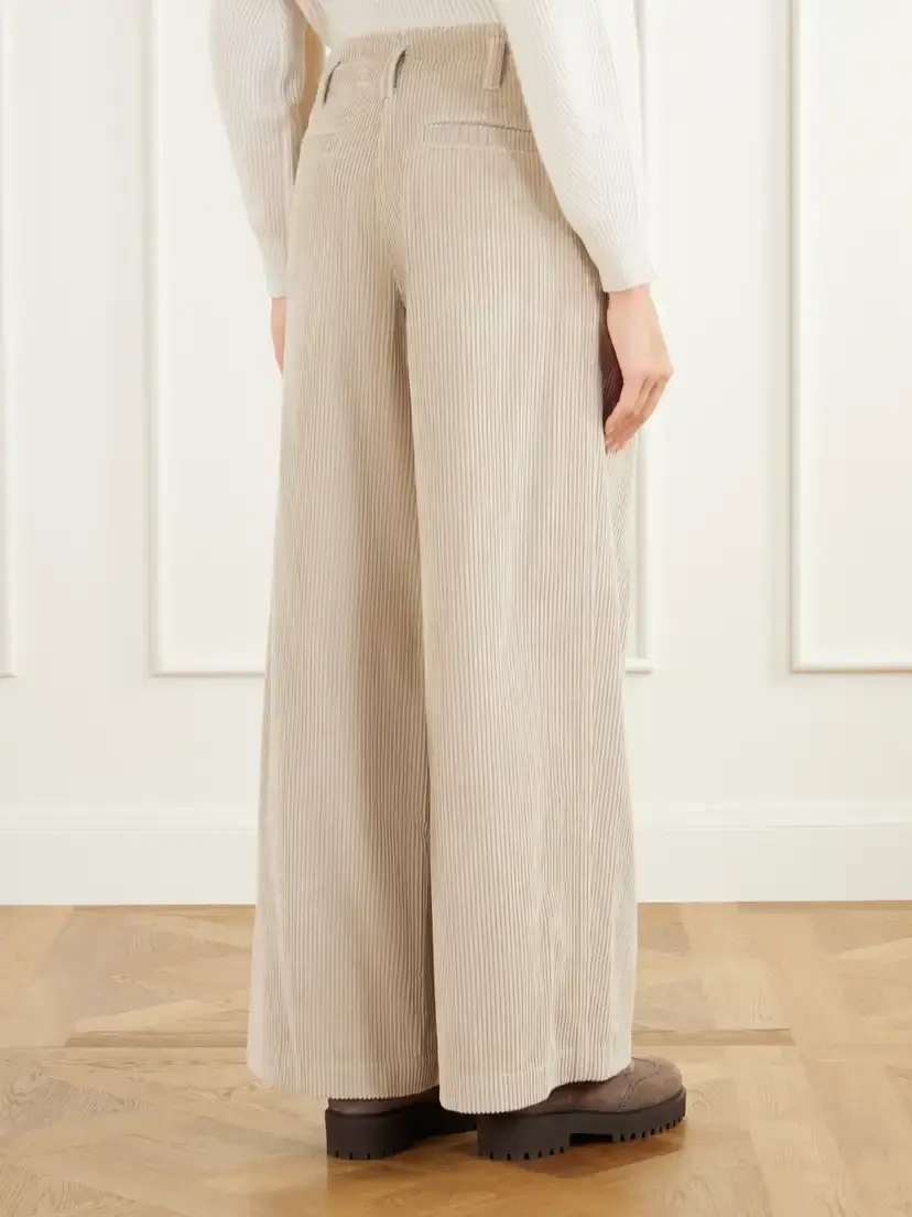 Brunello Cucinelli Cotton-corduroy High-rise Wide-leg Pants | Thumbnail 4 Brunello Cucinelli Cotton-corduroy High-rise Wide-leg Pants | Thumbnail 4