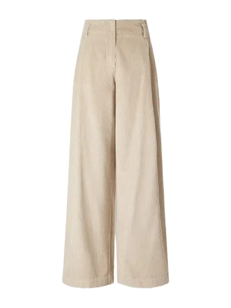 Brunello Cucinelli Cotton-corduroy High-rise Wide-leg Pants