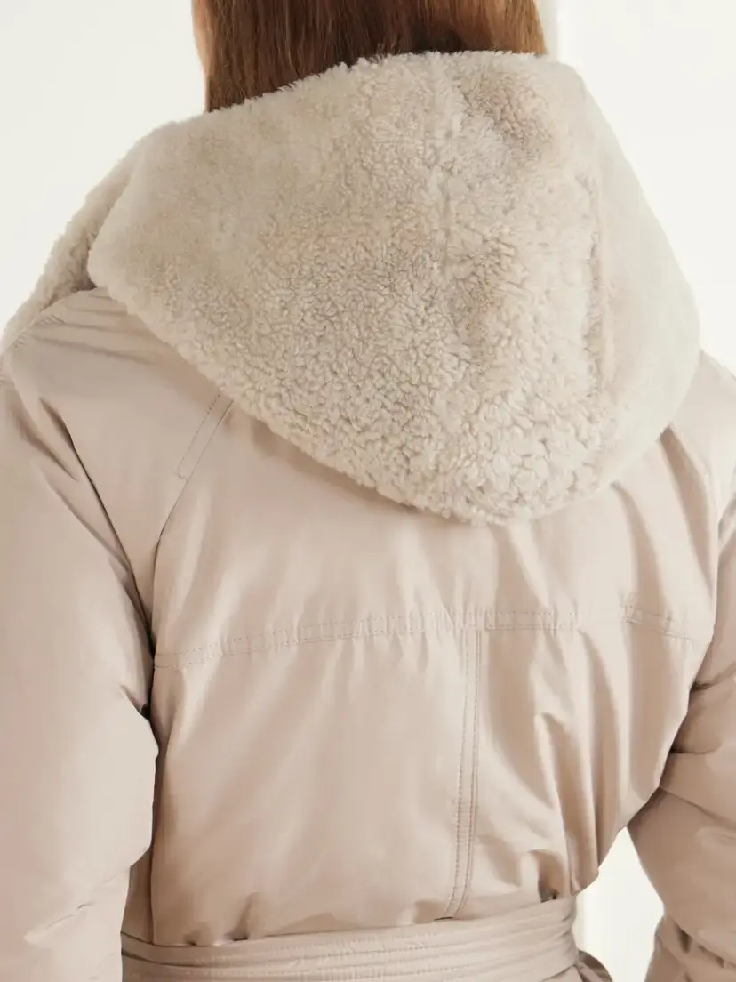 Brunello Cucinelli Hooded Belted Plush-trimmed Cotton-blend Shell Down Coat | Thumbnail 6 Brunello Cucinelli Hooded Belted Plush-trimmed Cotton-blend Shell Down Coat | Thumbnail 6