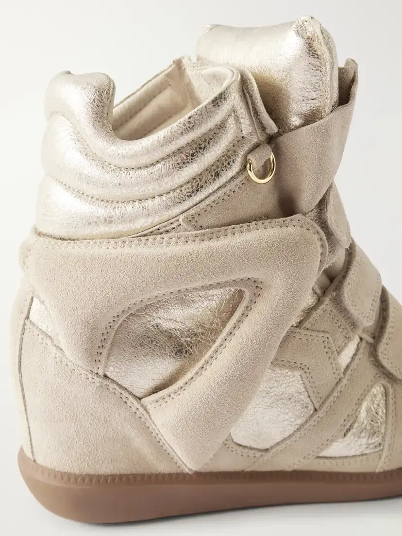 Isabel Marant Bekett Paneled Metallic Leather And Suede Wedge Sneakers | Thumbnail 5 Isabel Marant Bekett Paneled Metallic Leather And Suede Wedge Sneakers | Thumbnail 5