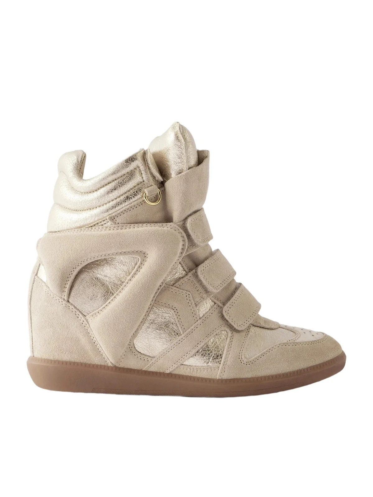 Bekett Paneled Metallic Leather And Suede Wedge Sneakers