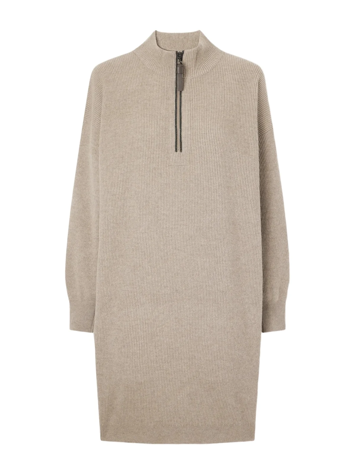 Brunello Cucinelli Bead-embellished Ribbed Wool Cashmere And Silk-blend Knitted Mini Dress