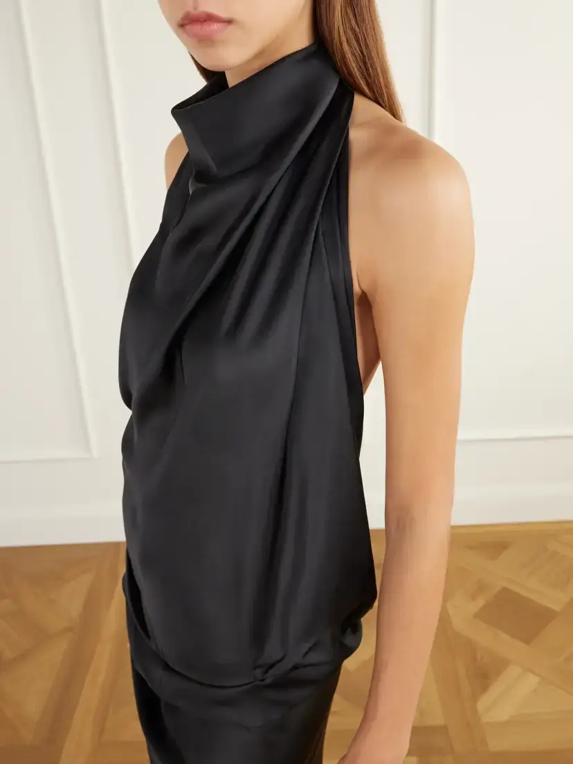 AARON ESH Open-back Gathered Silk-satin Halterneck Maxi Dress | Thumbnail 4 AARON ESH Open-back Gathered Silk-satin Halterneck Maxi Dress | Thumbnail 4