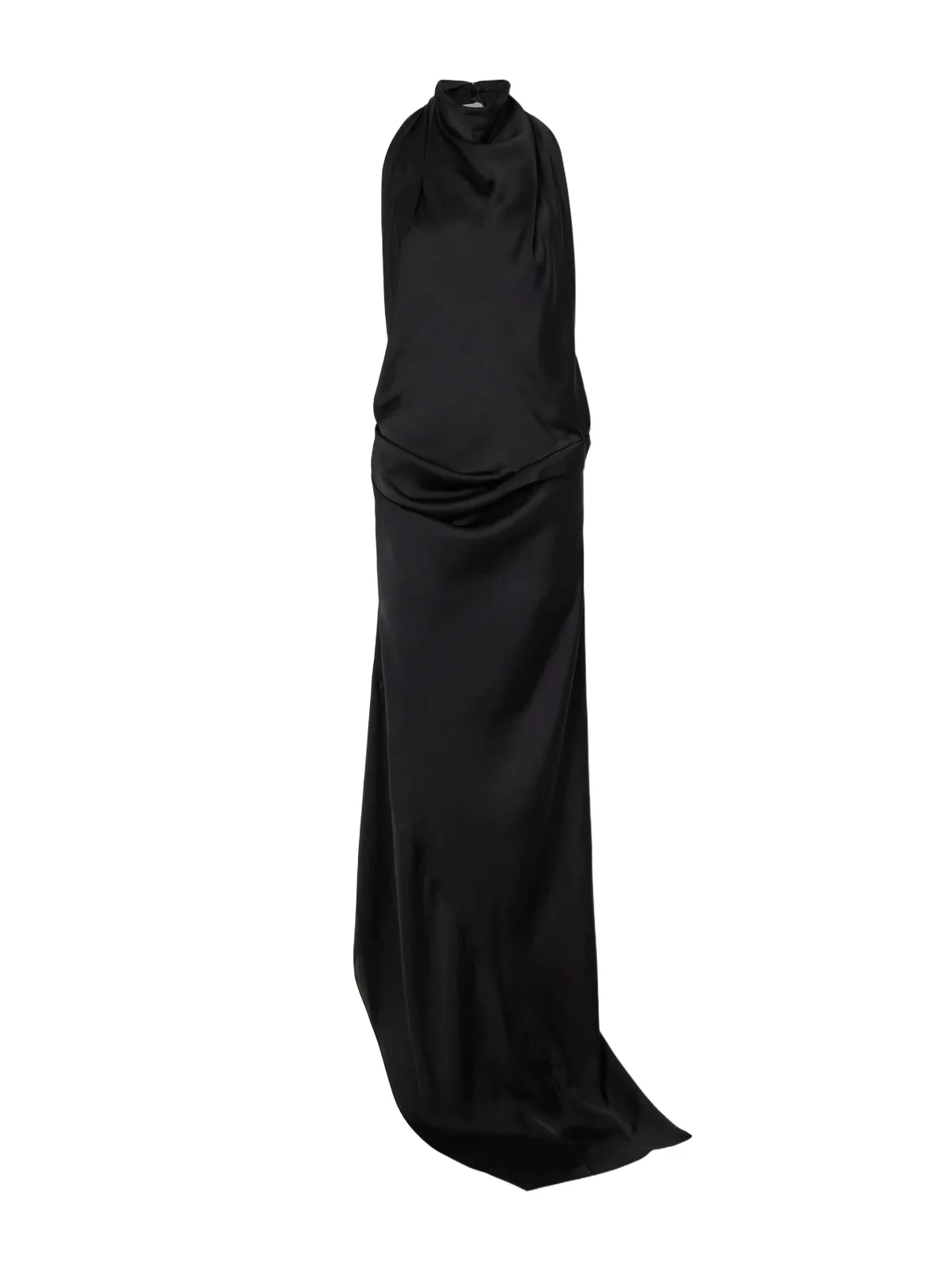 AARON ESH Open-back Gathered Silk-satin Halterneck Maxi Dress