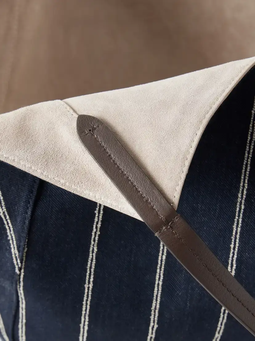 Brunello Cucinelli Reversible Monili-embellished Pinstriped Leather-trimmed Denim And Suede Tote - Blue | Thumbnail 5 Brunello Cucinelli Reversible Monili-embellished Pinstriped Leather-trimmed Denim And Suede Tote - Blue | Thumbnail 5