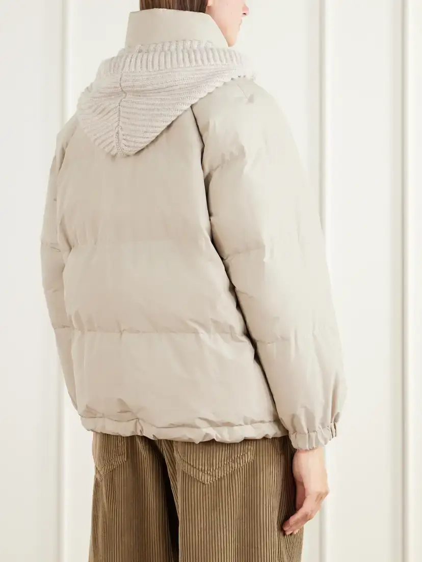 Brunello Cucinelli Hooded Quilted Padded Cashmere-trimmed Cotton-blend Shell Jacket | Thumbnail 4