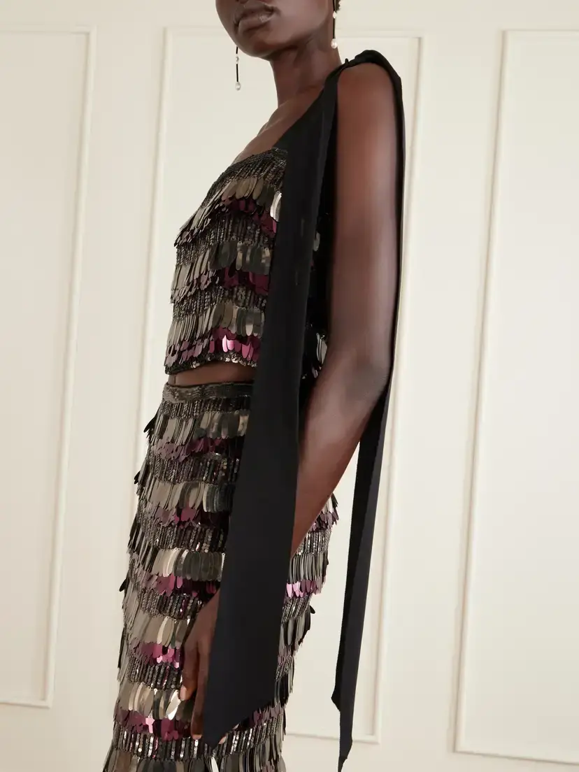 Carolina Herrera Embellished Silk Double Georgette Cropped Top | Thumbnail 4