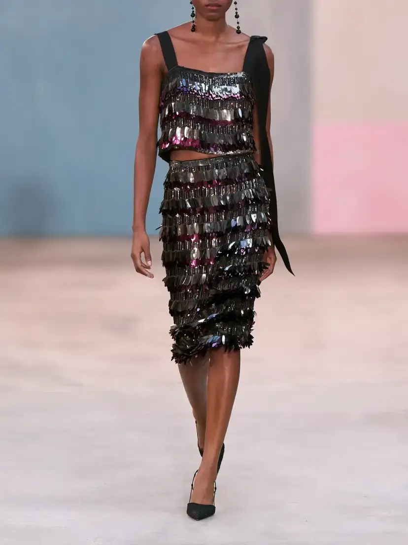 Carolina Herrera Embellished Silk Double Georgette Cropped Top | Thumbnail 5