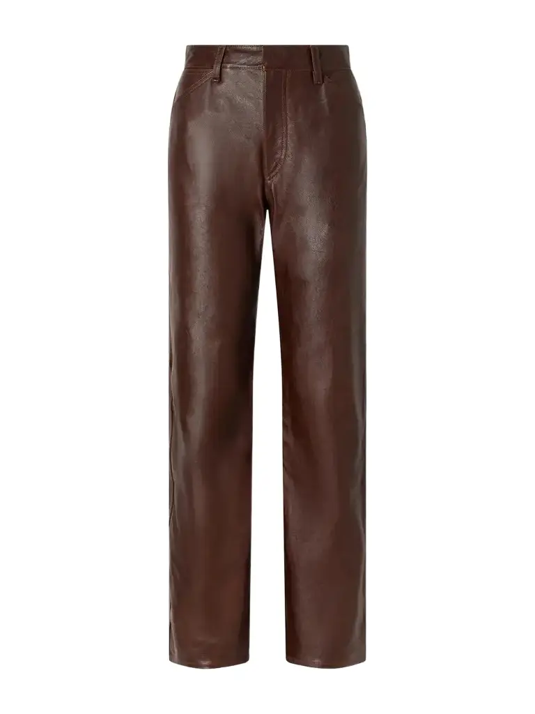 Textured-leather Straight-leg Pants