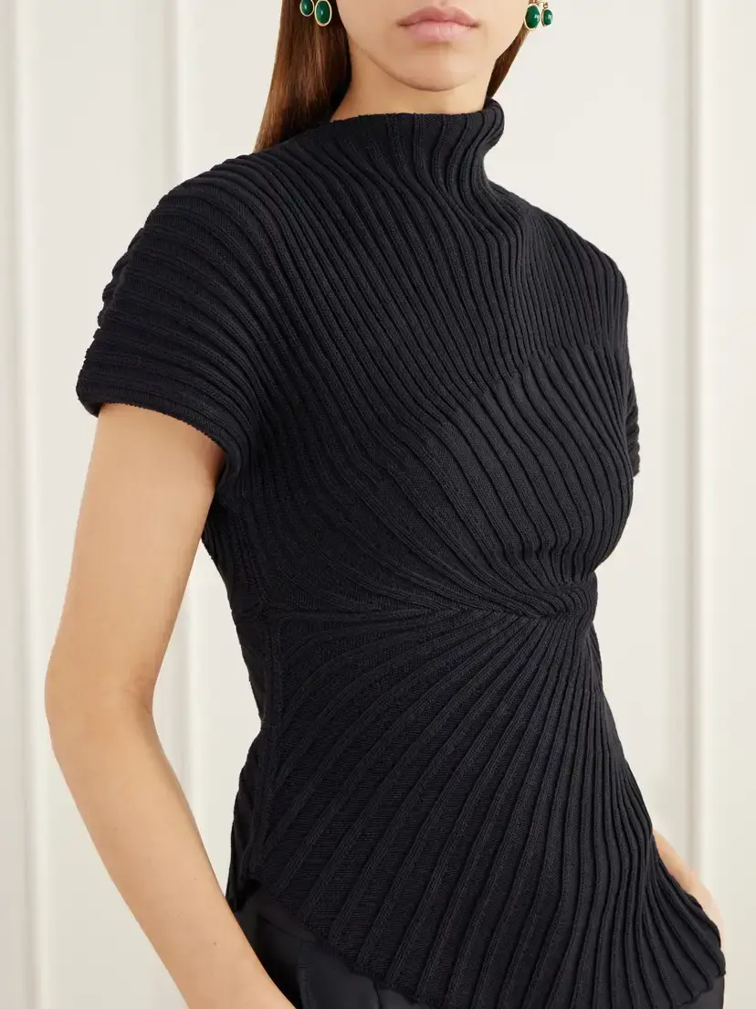 Cult Gaia Annemie Asymmetric Rib-knitted Cotton Top | Thumbnail 4 Cult Gaia Annemie Asymmetric Rib-knitted Cotton Top | Thumbnail 4