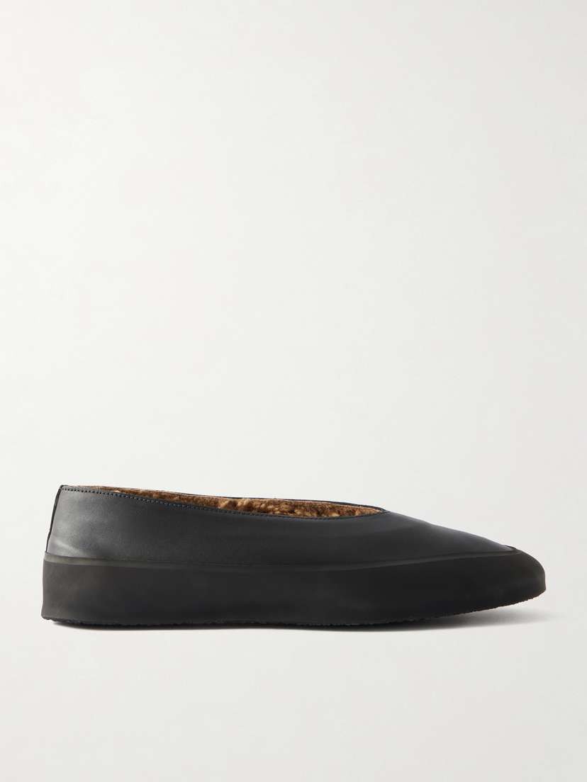 Le Monde Béryl Apres Ski Rubber-trimmed Leather Ballet Flats