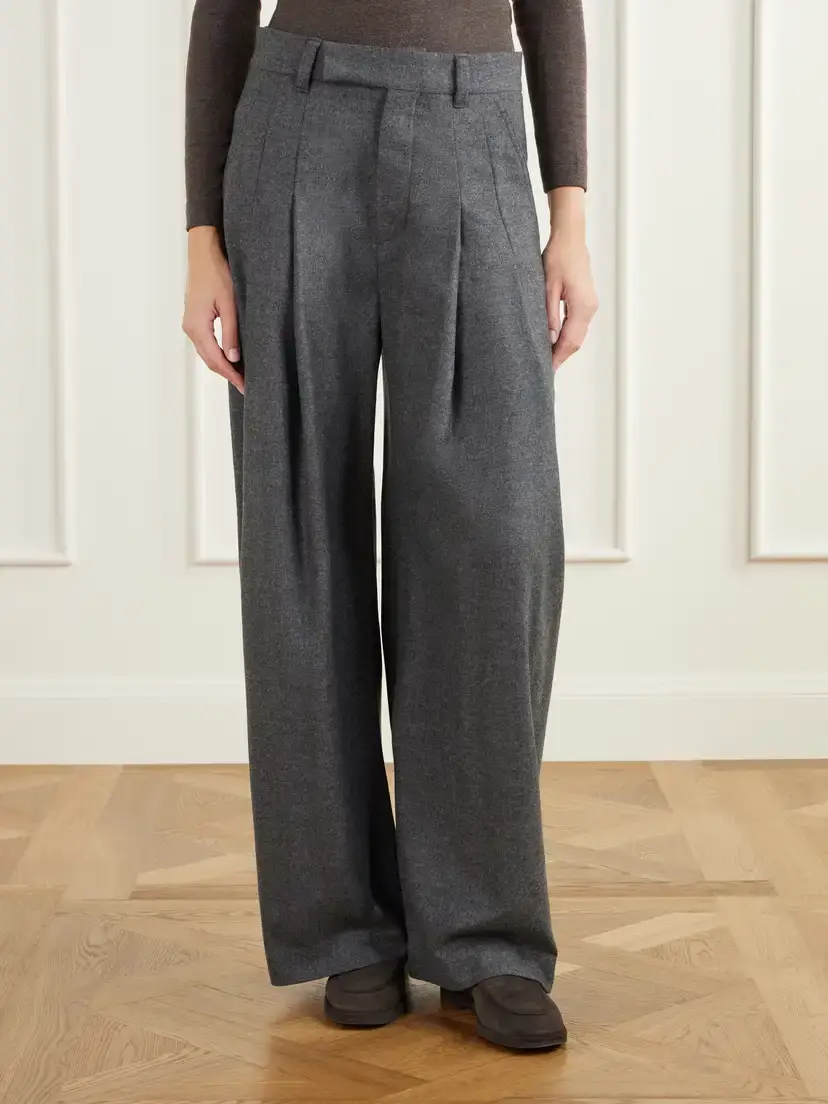 Brunello Cucinelli Pleated Wool And Cashmere-blend Woven Wide-leg Pants | Thumbnail 3 Brunello Cucinelli Pleated Wool And Cashmere-blend Woven Wide-leg Pants | Thumbnail 3