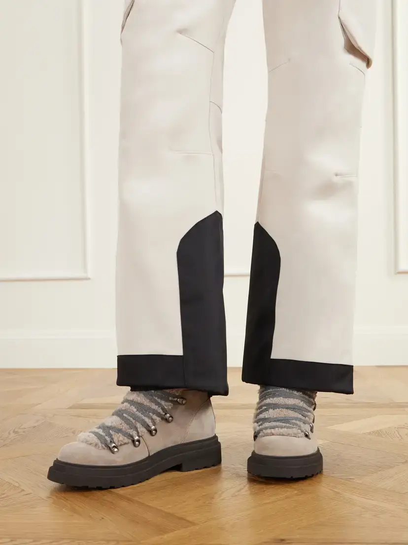 Brunello Cucinelli Bead-embellished Shearling-trimmed Suede Ankle Boots | Thumbnail 2 Brunello Cucinelli Bead-embellished Shearling-trimmed Suede Ankle Boots | Thumbnail 2
