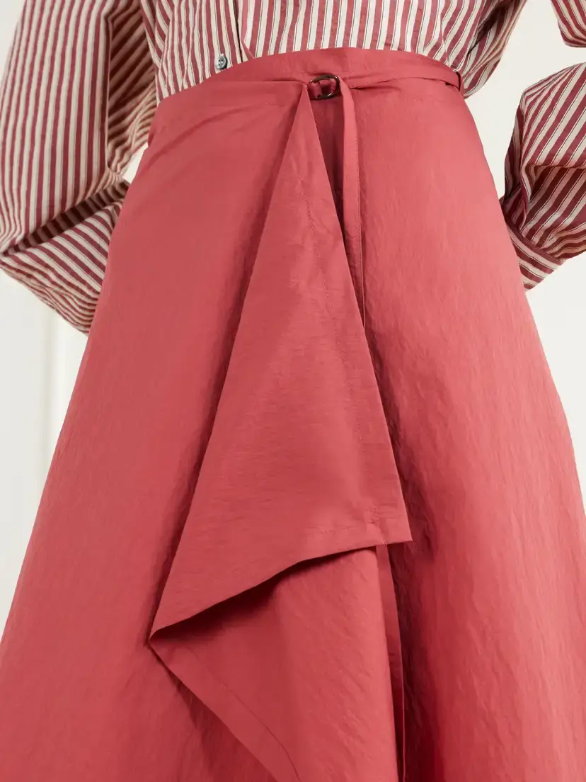 Brunello Cucinelli Wrap-effect Ruffled Asymmetric Cotton-blend Poplin Midi Skirt | Thumbnail 5 Brunello Cucinelli Wrap-effect Ruffled Asymmetric Cotton-blend Poplin Midi Skirt | Thumbnail 5