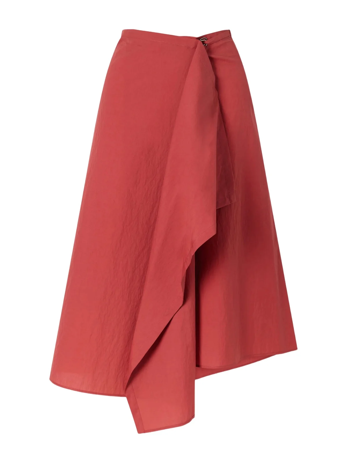 Brunello Cucinelli Wrap-effect Ruffled Asymmetric Cotton-blend Poplin Midi Skirt