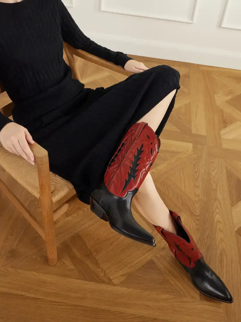 Rabanne Santiago Embroidered Two-tone Leather Knee Boots | Thumbnail 2