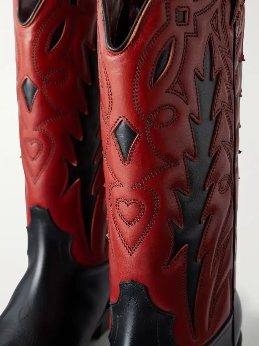 Rabanne Santiago Embroidered Two-tone Leather Knee Boots | Thumbnail 5