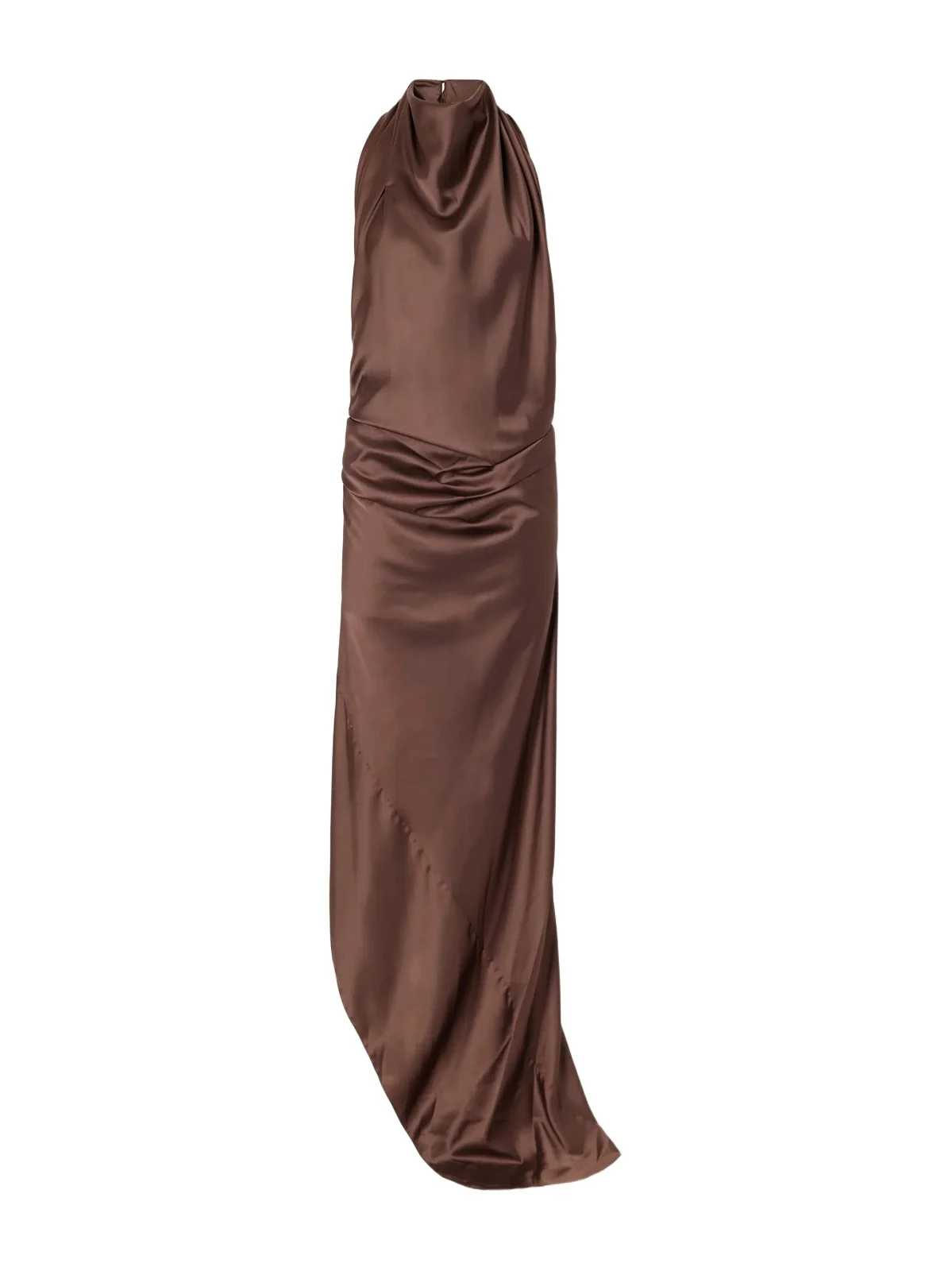 AARON ESH Open-back Gathered Silk-satin Halterneck Maxi Dress