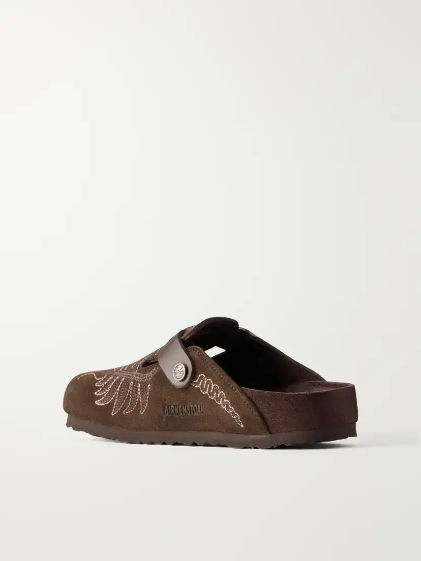 Etro + Birkenstock Boston Embroidered Leather-trimmed Suede Mules | Thumbnail 3 Etro + Birkenstock Boston Embroidered Leather-trimmed Suede Mules | Thumbnail 3