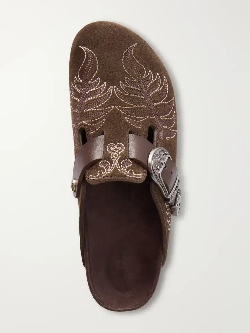 Etro + Birkenstock Boston Embroidered Leather-trimmed Suede Mules | Thumbnail 6 Etro + Birkenstock Boston Embroidered Leather-trimmed Suede Mules | Thumbnail 6
