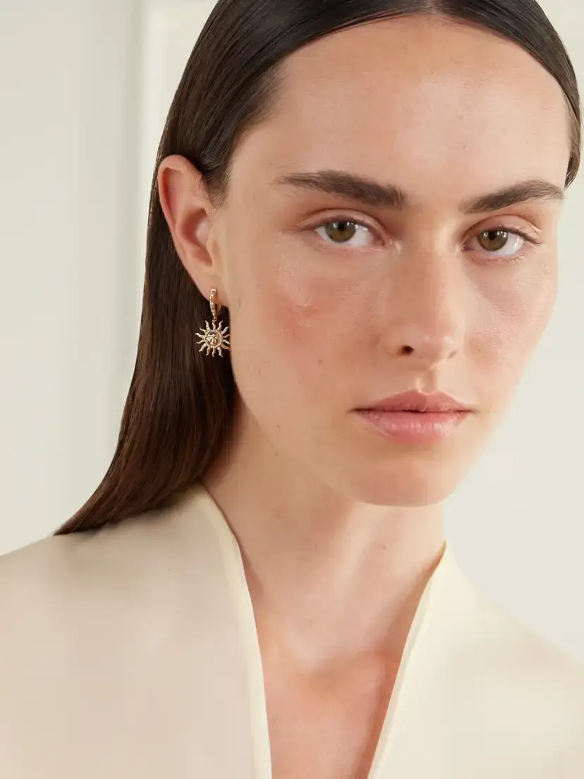 Marlo Laz El Sol 14-karat Gold Diamond Earrings | Thumbnail 2 Marlo Laz El Sol 14-karat Gold Diamond Earrings | Thumbnail 2