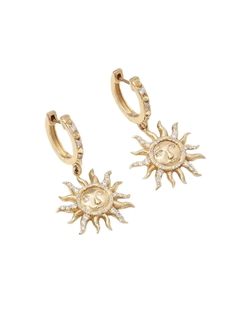 Marlo Laz El Sol 14-karat Gold Diamond Earrings