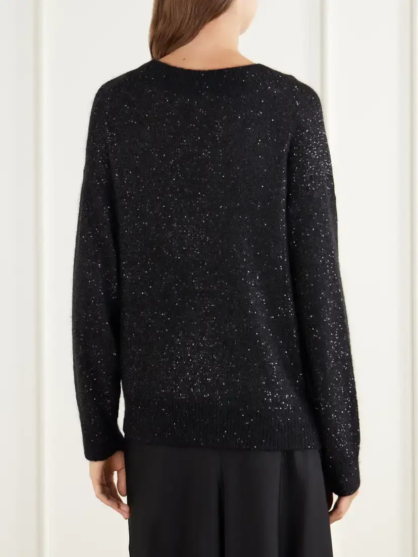 Brunello Cucinelli Sequined Rib-trimmed Knitted Sweater | Thumbnail 4 Brunello Cucinelli Sequined Rib-trimmed Knitted Sweater | Thumbnail 4