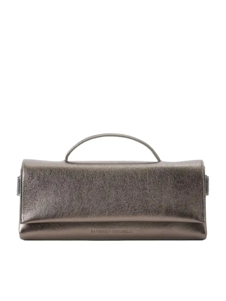 Essence Bead-embellished Metallic Leather Clutch Essence Bead-embellished Metallic Leather Clutch