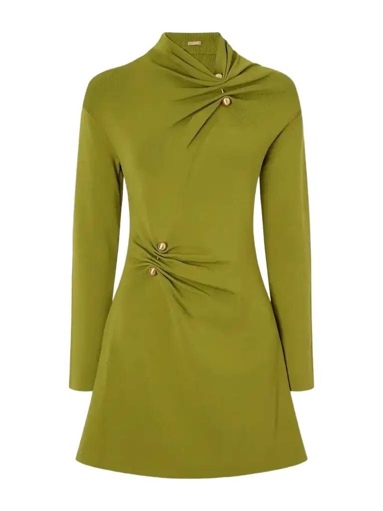 Cult Gaia Kadia Embellished Gathered Jersey Mini Dress