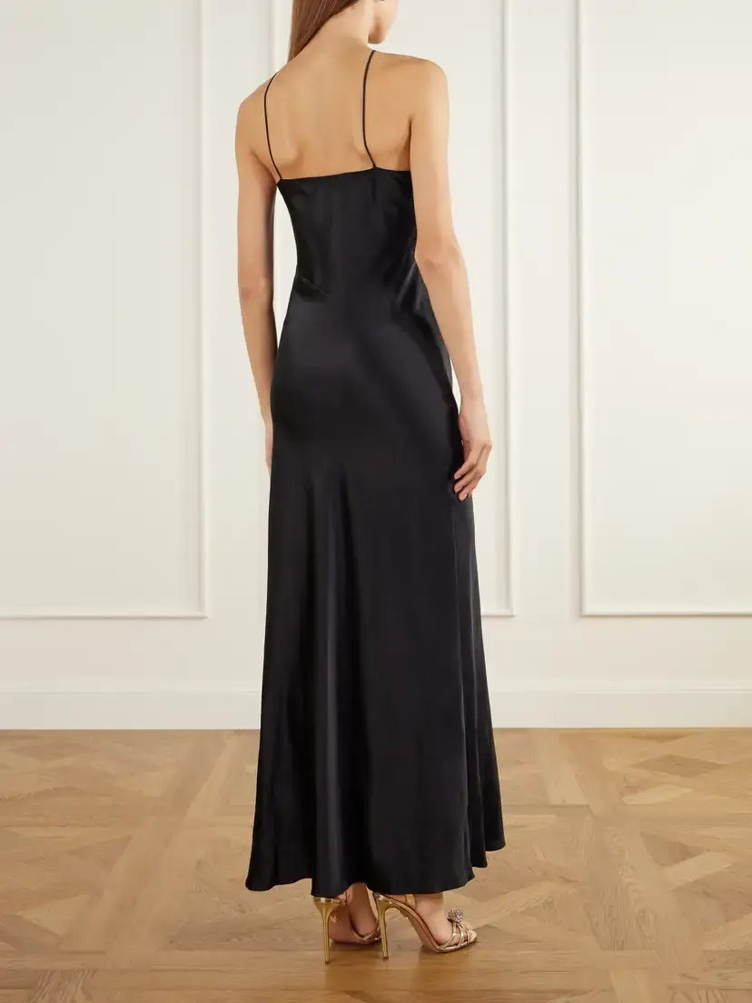 Rodarte Halterneck Lace-trimmed Silk-satin Maxi Dress | Thumbnail 3 Rodarte Halterneck Lace-trimmed Silk-satin Maxi Dress | Thumbnail 3