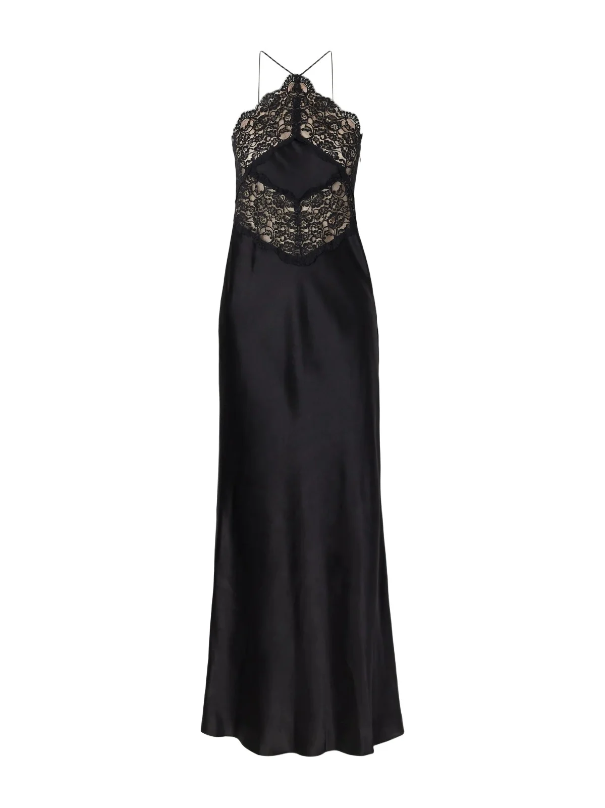Lace-trimmed Silk-satin Halterneck Maxi Dress Lace-trimmed Silk-satin Halterneck Maxi Dress