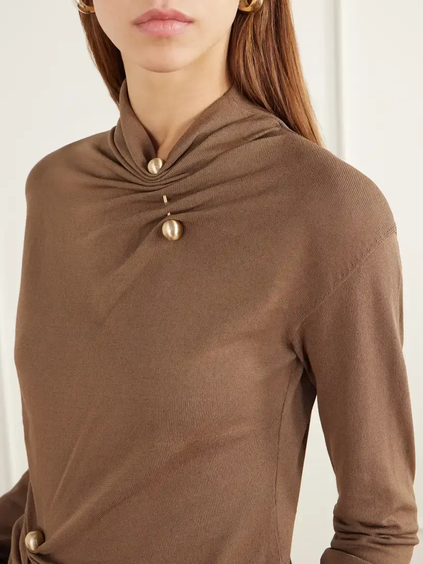 Cult Gaia Callie Embellished Gathered Jersey Top | Thumbnail 4 Cult Gaia Callie Embellished Gathered Jersey Top | Thumbnail 4