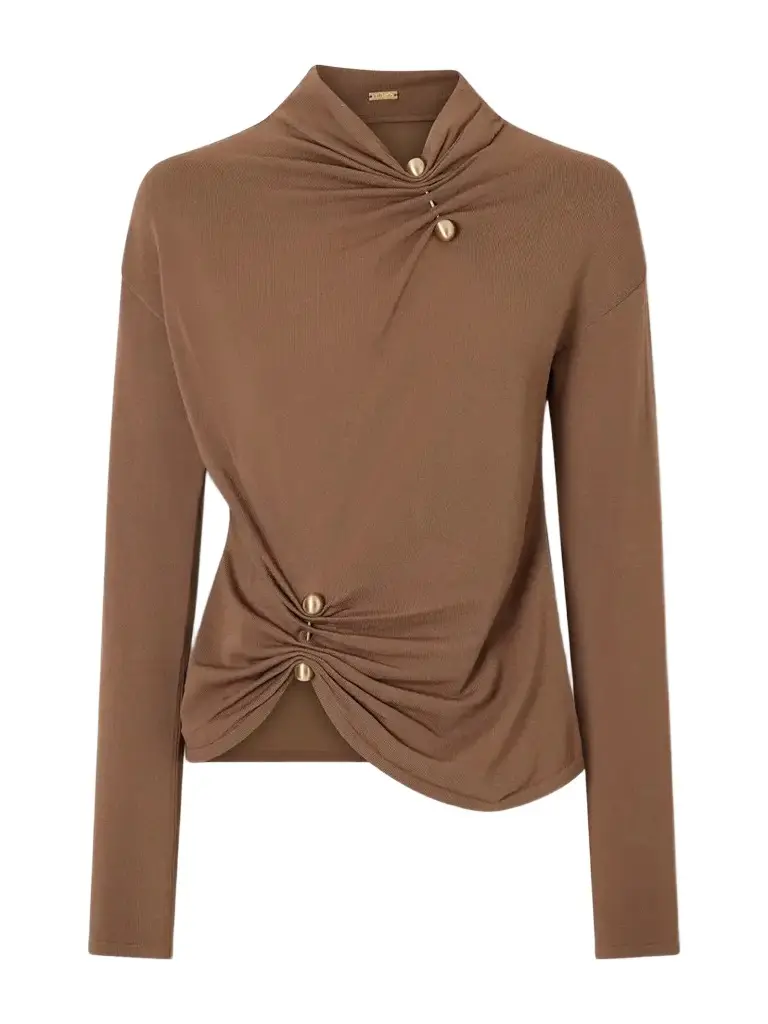 Cult Gaia Callie Embellished Gathered Jersey Top
