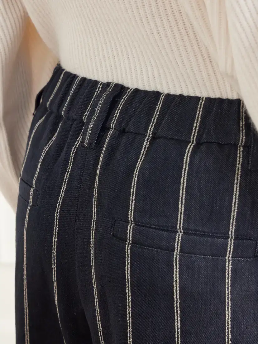 Brunello Cucinelli Pleated Pinstriped Cotton-blend Twill Wide-leg Pants | Thumbnail 6