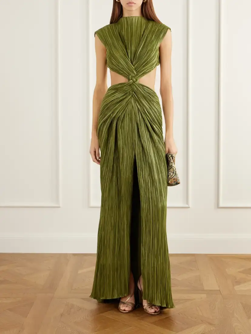 Cult Gaia Voss Open-back Braided Gathered Plissé Gown | Thumbnail 2 Cult Gaia Voss Open-back Braided Gathered Plissé Gown | Thumbnail 2