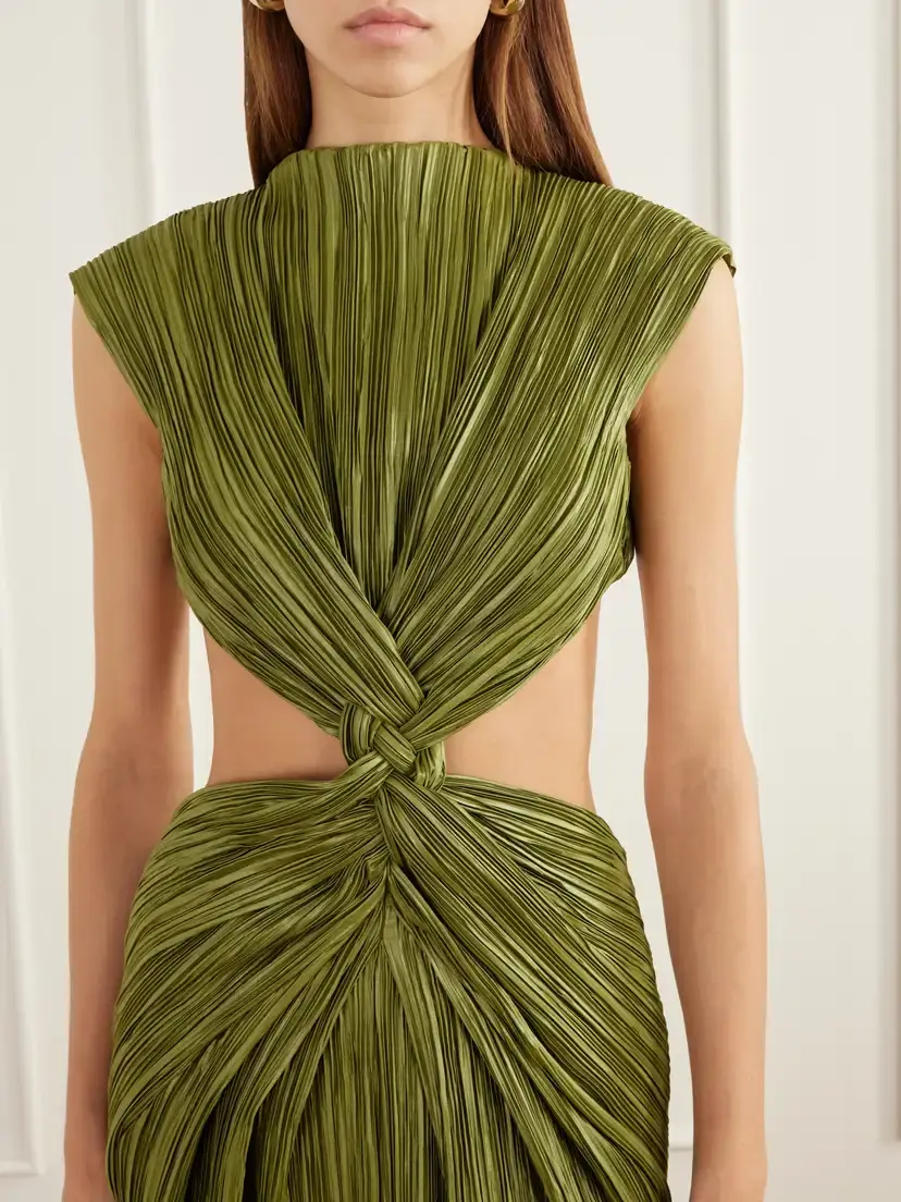 Cult Gaia Voss Open-back Braided Gathered Plissé Gown | Thumbnail 4 Cult Gaia Voss Open-back Braided Gathered Plissé Gown | Thumbnail 4