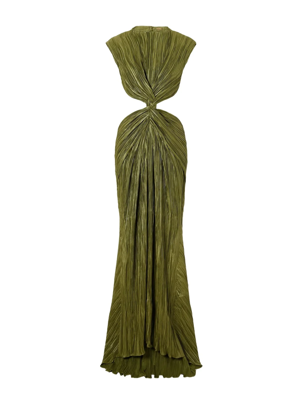 Voss Open-back Braided Gathered Plissé Gown