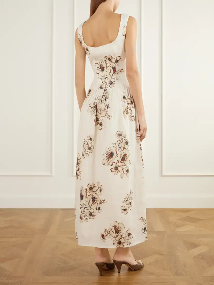 SIR. Freja Pleated Floral-print Linen Maxi Dress | Thumbnail 3 SIR. Freja Pleated Floral-print Linen Maxi Dress | Thumbnail 3