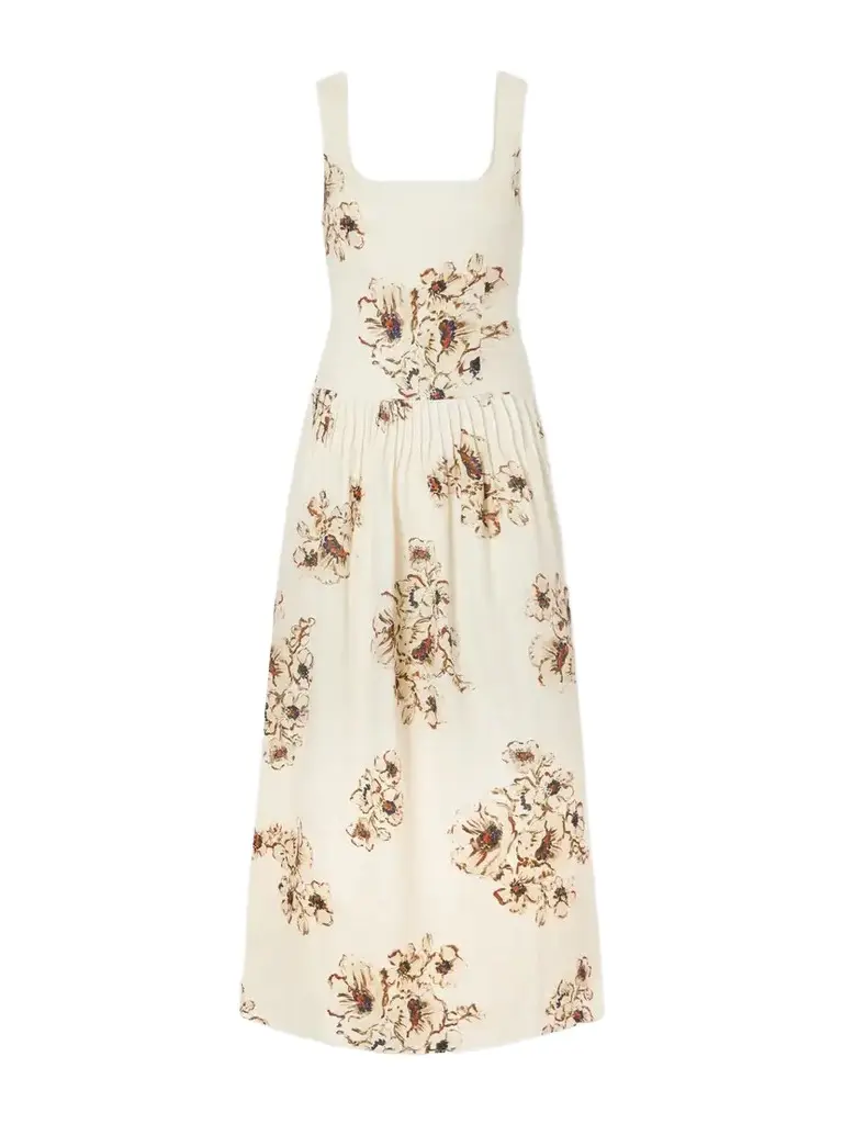 Freja Pleated Floral-print Linen Maxi Dress Freja Pleated Floral-print Linen Maxi Dress