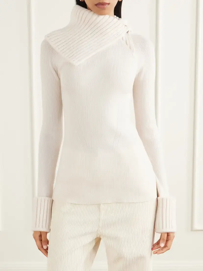 Sportmax Nordica Asymmetric Ribbed Wool-blend Turtleneck Sweater | Thumbnail 3 Sportmax Nordica Asymmetric Ribbed Wool-blend Turtleneck Sweater | Thumbnail 3