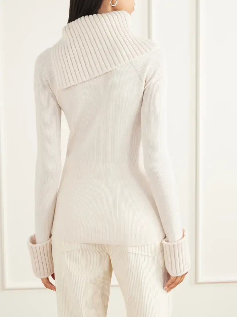 Sportmax Nordica Asymmetric Ribbed Wool-blend Turtleneck Sweater | Thumbnail 4 Sportmax Nordica Asymmetric Ribbed Wool-blend Turtleneck Sweater | Thumbnail 4