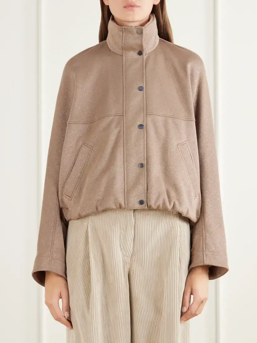 Brunello Cucinelli Paneled Gathered Cotton-blend Twill Jacket | Thumbnail 3 Brunello Cucinelli Paneled Gathered Cotton-blend Twill Jacket | Thumbnail 3