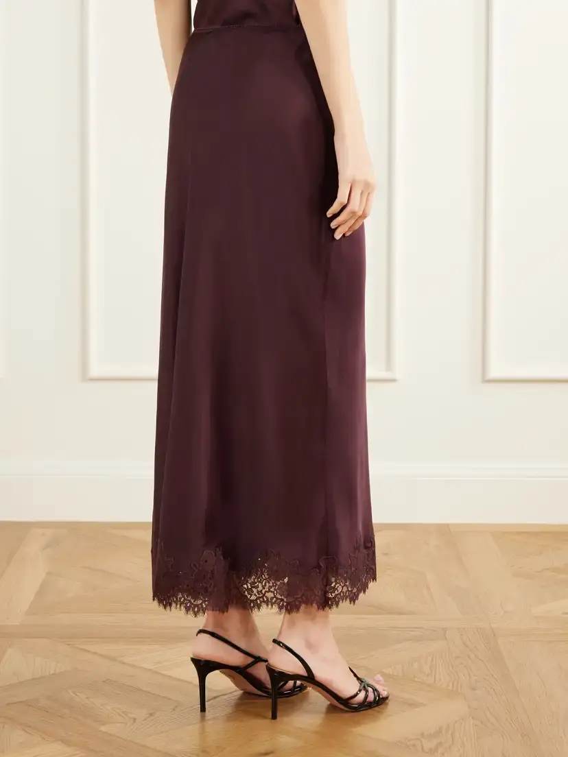 Rixo Matilde Lace-trimmed Satin Midi Skirt | Thumbnail 4 Rixo Matilde Lace-trimmed Satin Midi Skirt | Thumbnail 4